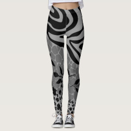 Legging Cinza e preto-leopardo