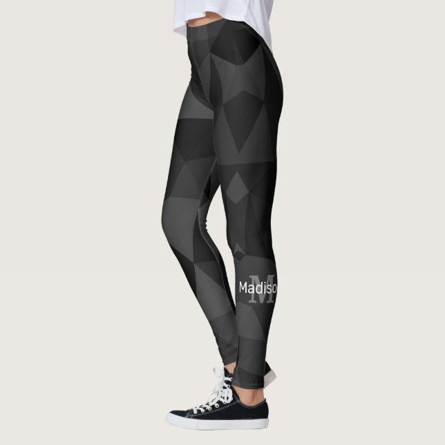 Legging Cinza escura Padrão geométrico de malha preto Mono (Esquerda)