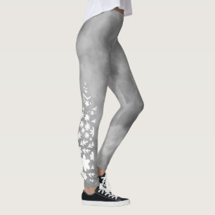 Legging Cinza Estrela e Meias Florais - Estética Chic