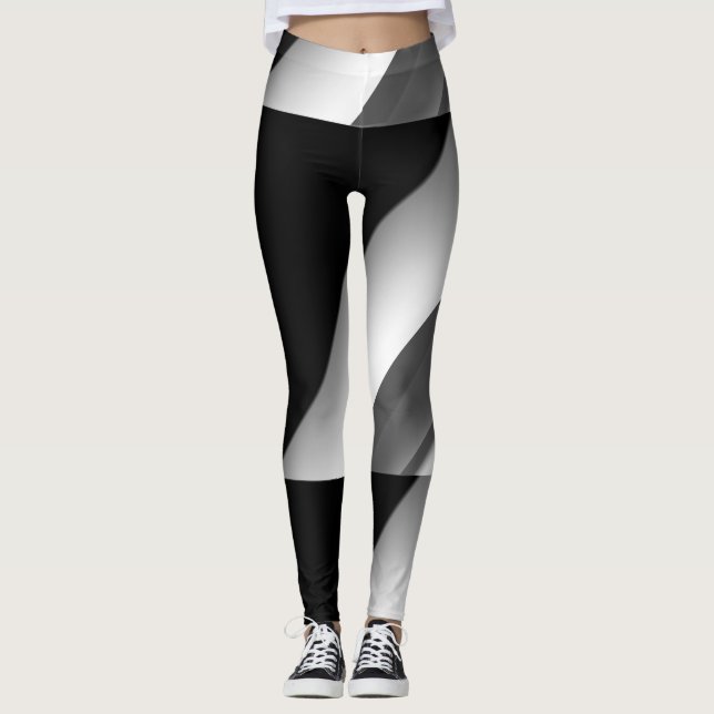 Legging CINZA MODERN abstrato desenhar em preto-branco (Frente)