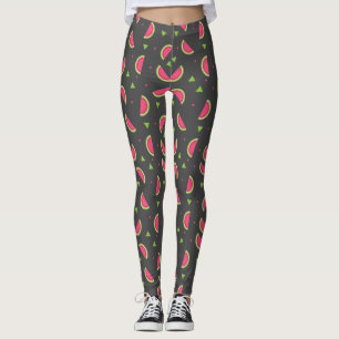 Legging Cinza moderna e padrão de Fruta de melão rosa