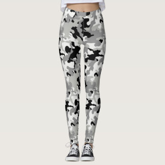 Legging Cinza Negra e Camo Branco - Perna