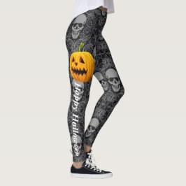 Legging Cinza Negra Gótica Pumpkin