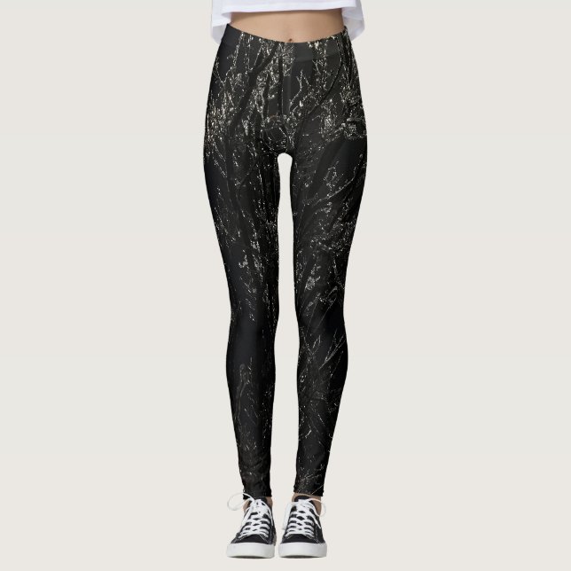 Legging Cinza Negra Gótico Natural de Gelo Escuro Moderno (Frente)