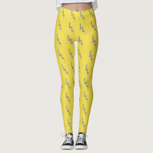 Legging Cinza Negrito Relâmpago em Amarelo