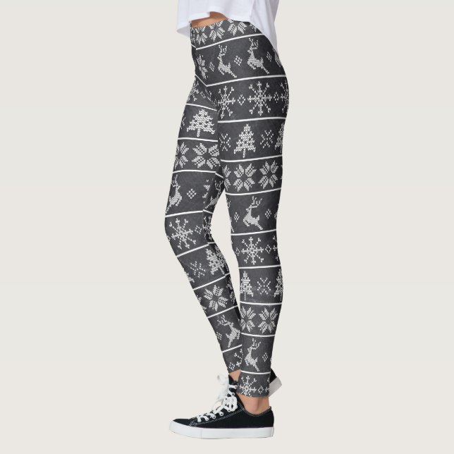 Legging Cinza Nórdica Moderna de Quadrinhos Suados (Esquerda)