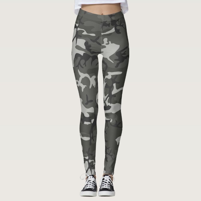 Legging Cinza Personalizada e Camo Preto (Frente)