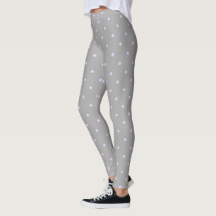 Legging Cinza Pink Dot Fundo Bolinhas Elegante Pontilhado