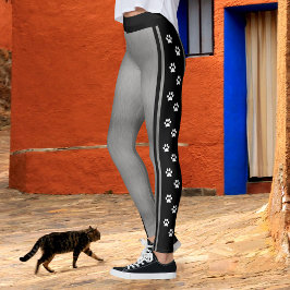 Legging Cinza Prata Metálico Preto e Branco Impressão de P