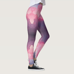 Legging Cinza Rosa abstrato com Calças Corridas