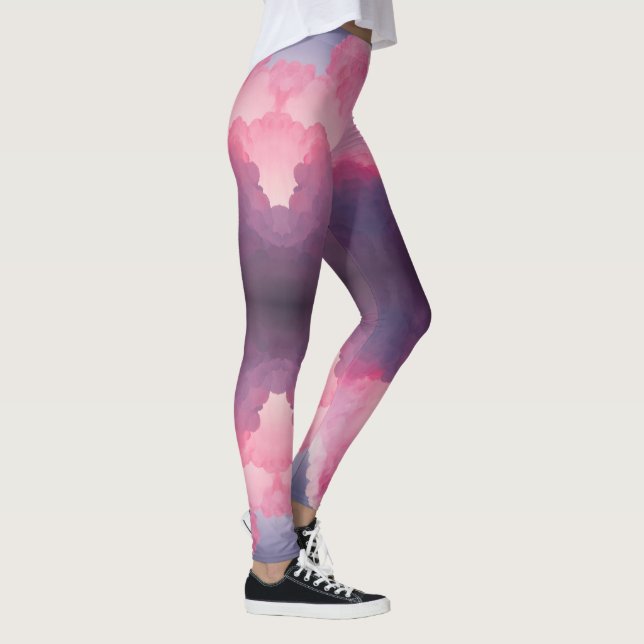 Legging Cinza Rosa abstrato com Calças Corridas (Direita)