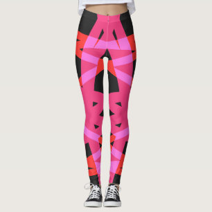 Legging Cinza Rosa Violeta Púrpura Padrão Geométrico Gym Y