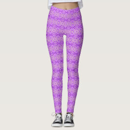 Legging Cinza Roxa Arte Deco Lattice Padrão Gym Yoga