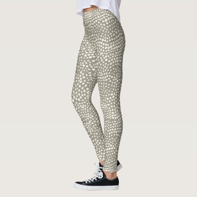 Legging Cinza Simples de Trendência do Leopardo da Bolinha (Esquerda)