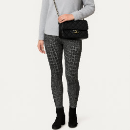 Legging Cinza Texturizado Falso Crocodilo   