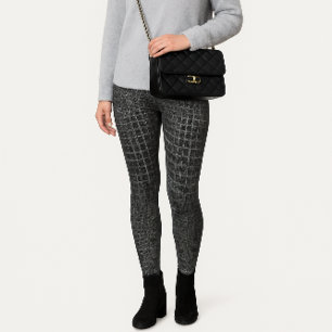 Legging Cinza Texturizado Falso Crocodilo