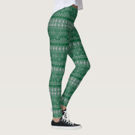 Legging Cinza Verde Natal Feriados Modernos