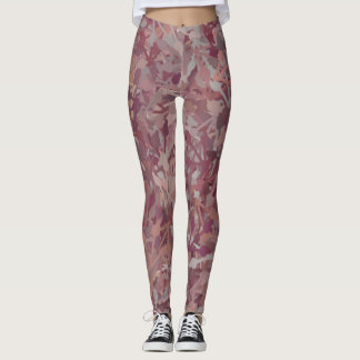 Legging Cinza Vermelha Castanho Abstrato