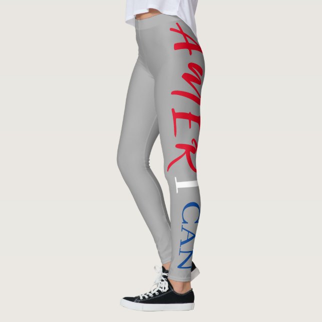 Legging Cinza Vermelho Branco Azul Mulher Negra Africana A (Esquerda)