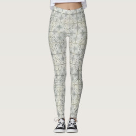 Legging Cinza White Geométrica French Vintage Fleur de Lis