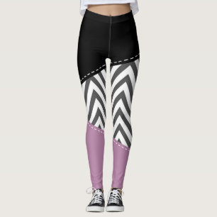Legging Cinza Zigzag, Cinza Chevron, Zigzag Patterno, Roxo