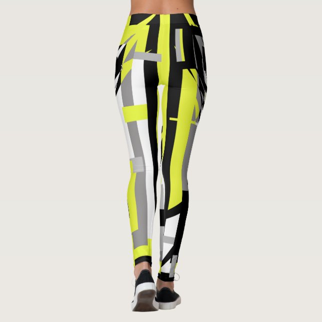 Legging Cinzas Amarelas abstrato (Verso)