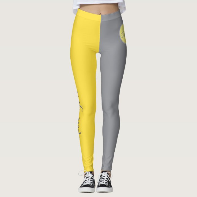 Legging Cinzas Amarelo-Claro E Suave Personalizadas (Frente)