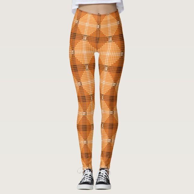 Legging Cinzas aos círculos castanhos sobre a laranja, for (Frente)