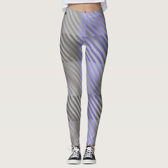 Legging Cinzas Azuis de Xadrez Búfalo Russas Striped (Frente)