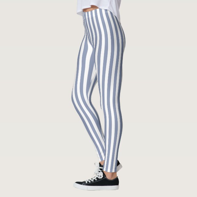 Legging Cinzas azuis e faixas brancas de doces (Esquerda)