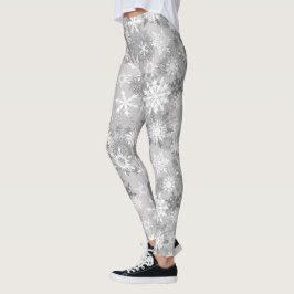 Legging Cinzas com patas brancas com flocos de neve, Natal