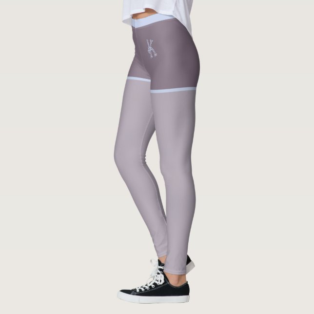 Legging cinzas de 2 tons e Azul, Curtos falsos, Monograma  (Esquerda)