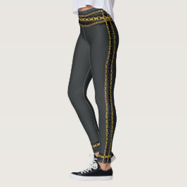 Legging Cinzas de carvão Dourado e preto