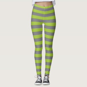 Legging Cinzas de carvão e faixas verdes de maçã