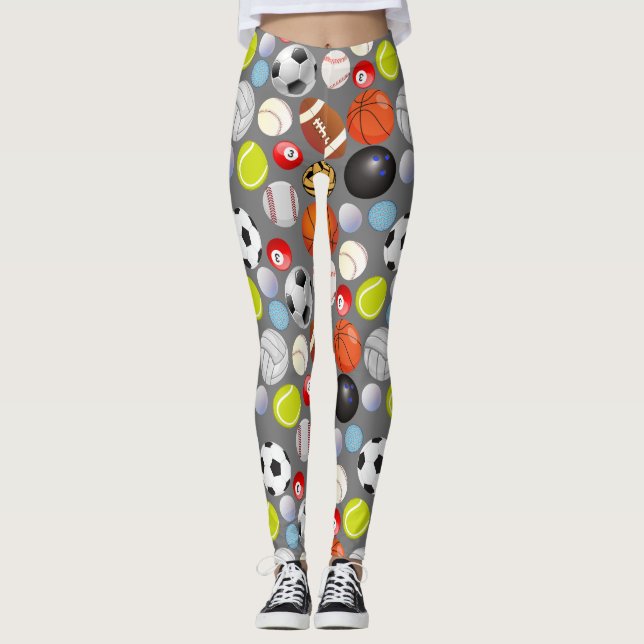 Legging Cinzas de padrões do Sport Balls BG (Frente)