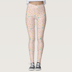 Legging Cinzas de Verde limão Turquesa com Flocos de Neve 