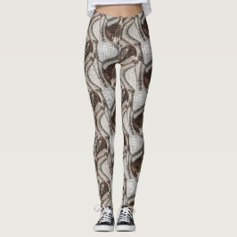 Legging Cinzas e Abstrato de arte castanha