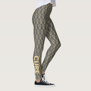 Legging Cinzas e Dourada Sensibilização Fita Esperança