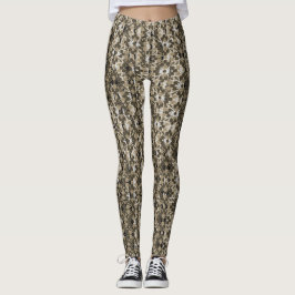 Legging Cinzas e flores pretas