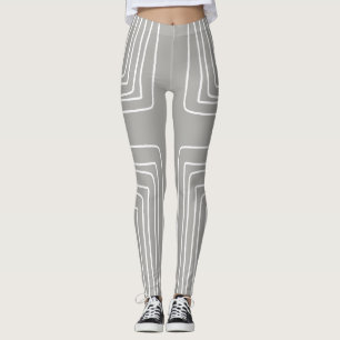 Legging Cinzas e Linhas Brancas Africanas