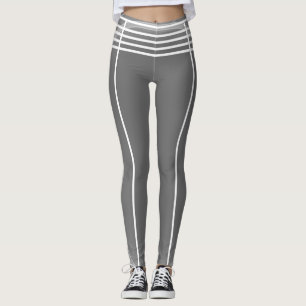 Legging Cinzas e Linhas Brancas Padrão Atletico Futurístic