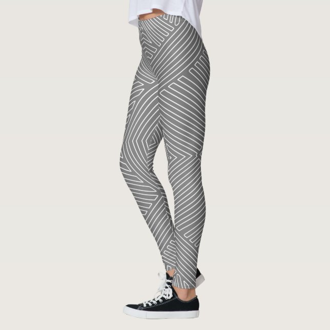 Legging Cinzas e Linhas Geométricas Brancas Africanas (Esquerda)
