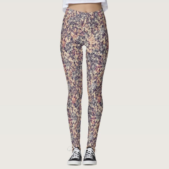 Legging Cinzas, geometria bege (Frente)