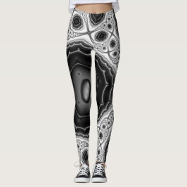 Legging Cinzas/Leggens de Arte Fractal Preta