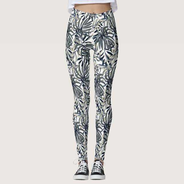 Legging Cinzas/Leggings de mulheres tropicais (Frente)