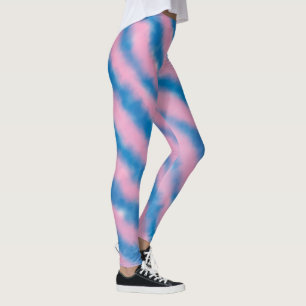 Legging Cinzas Retroestéticas de Nuvens Azuis e Rosa