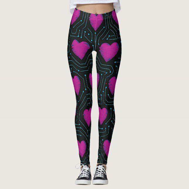Legging Circuito de Amor Cibernético – Design de Padrão de (Frente)