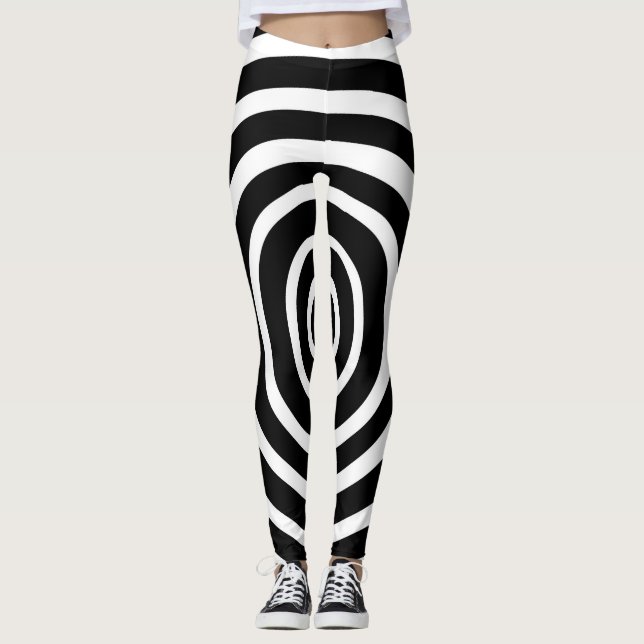 Legging Círculo da ilusão óptica no vermelho branco do (Frente)