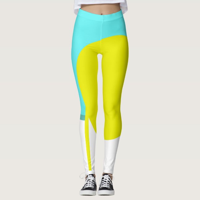 Legging Círculo de Abstrato de Arte Negrito Turquesa Verde (Frente)