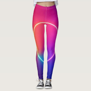 Legging Círculo de Brilho Neon Arte Abstrata